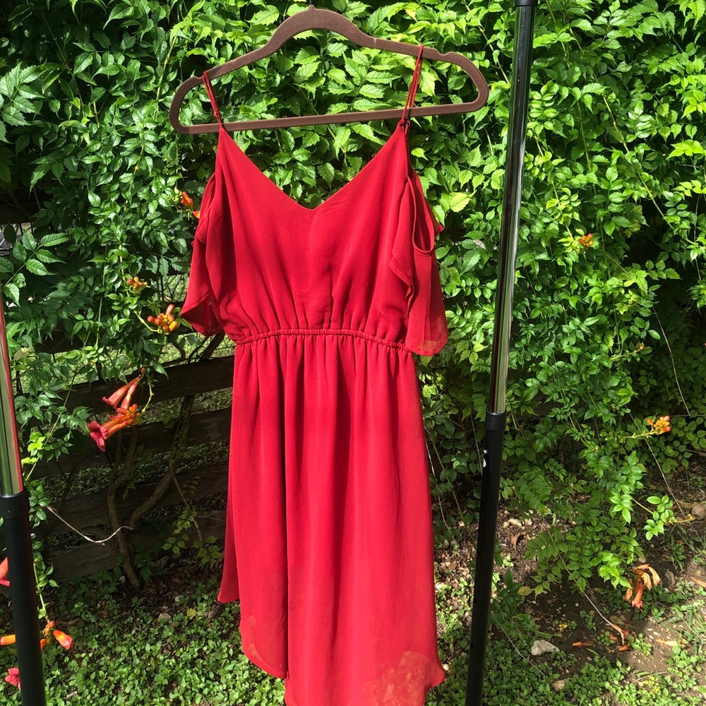 Red Orange, Off the Shoulder Dress